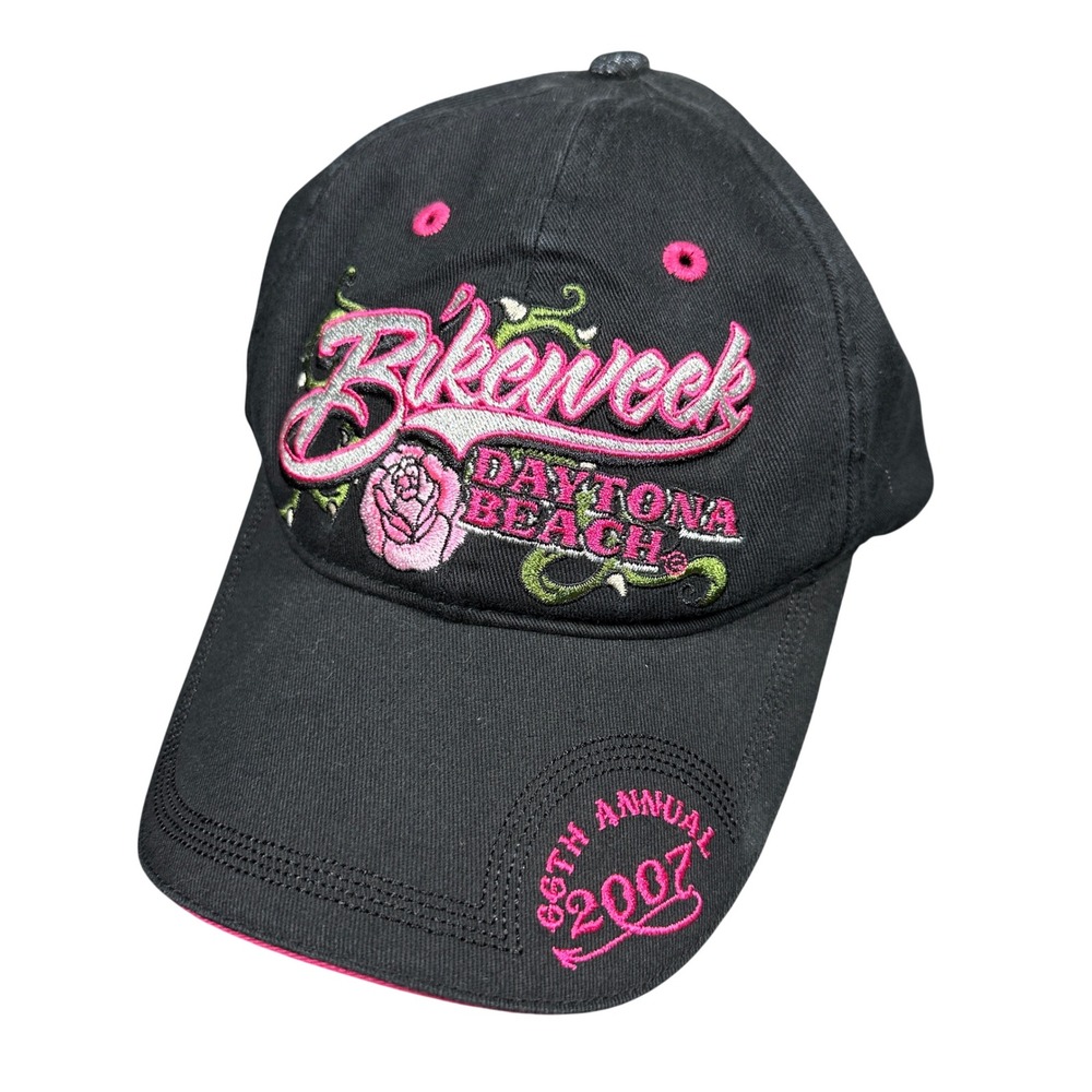 Y2K Daytona Beach Bike Week 2007 Hat Black Pink 66th Annual Cap